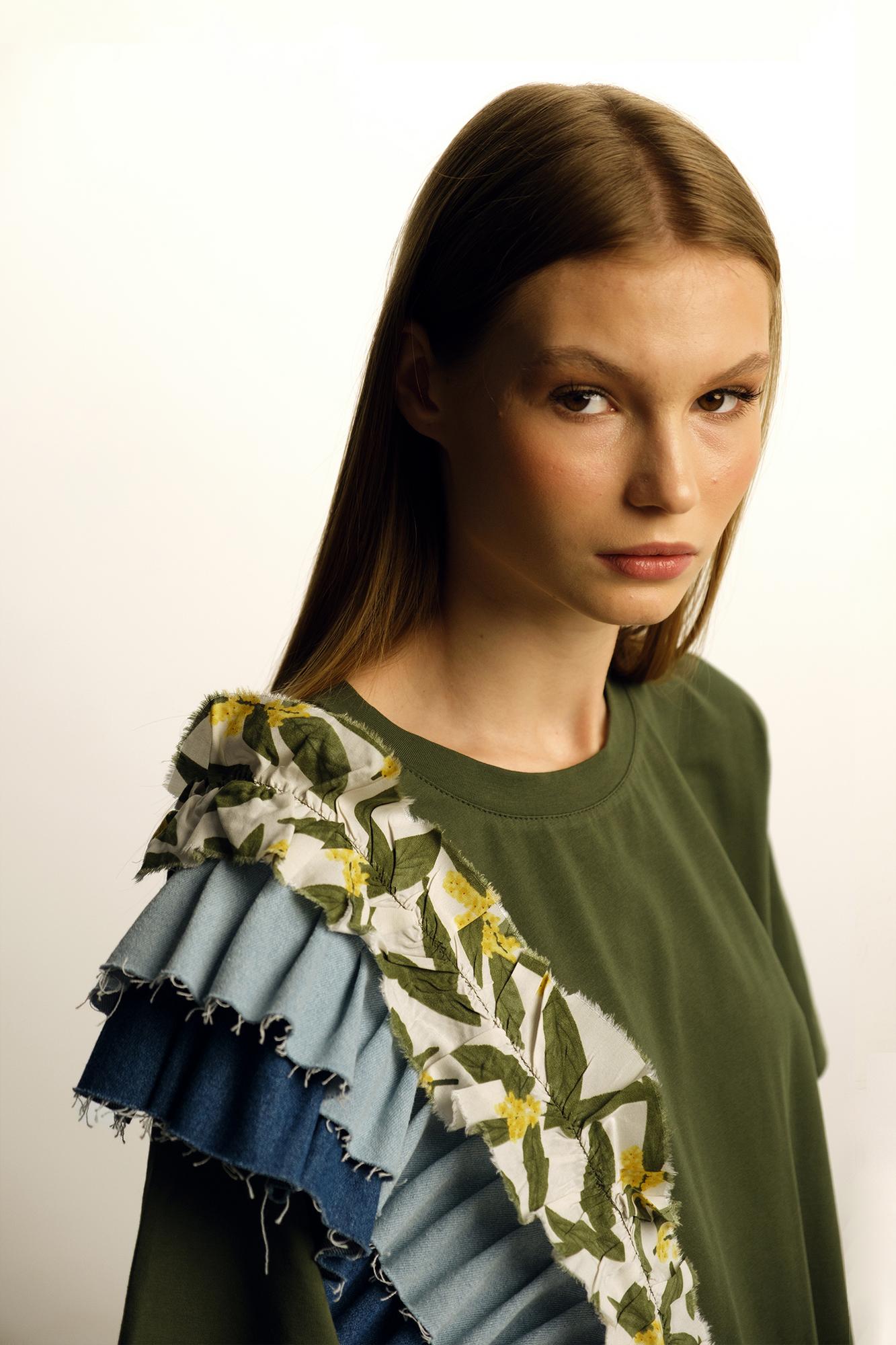 Футболка хаки oversize FOR BEST MAMA