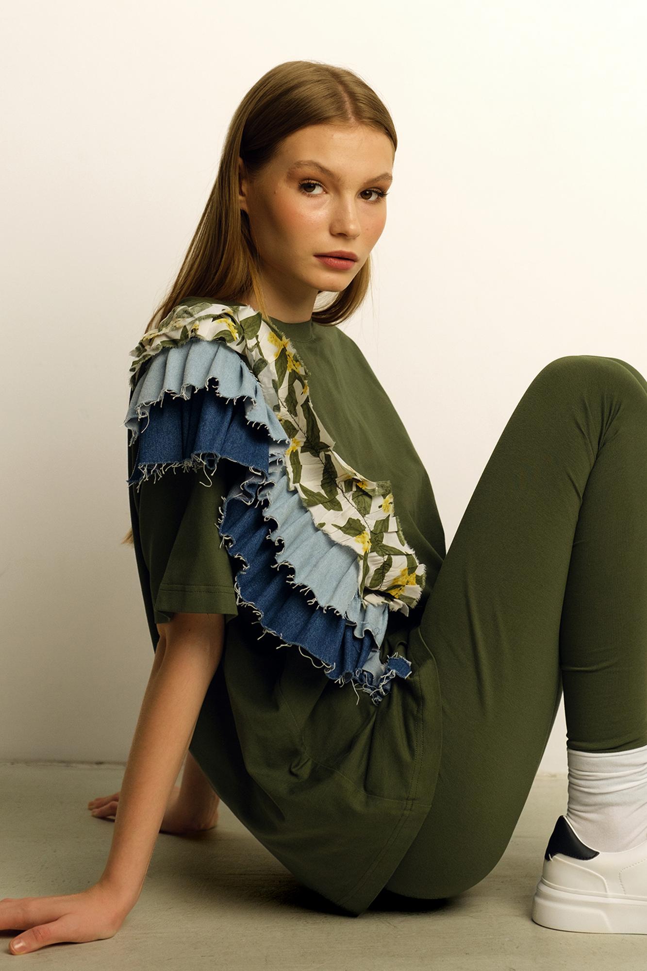 Футболка хаки oversize FOR BEST MAMA