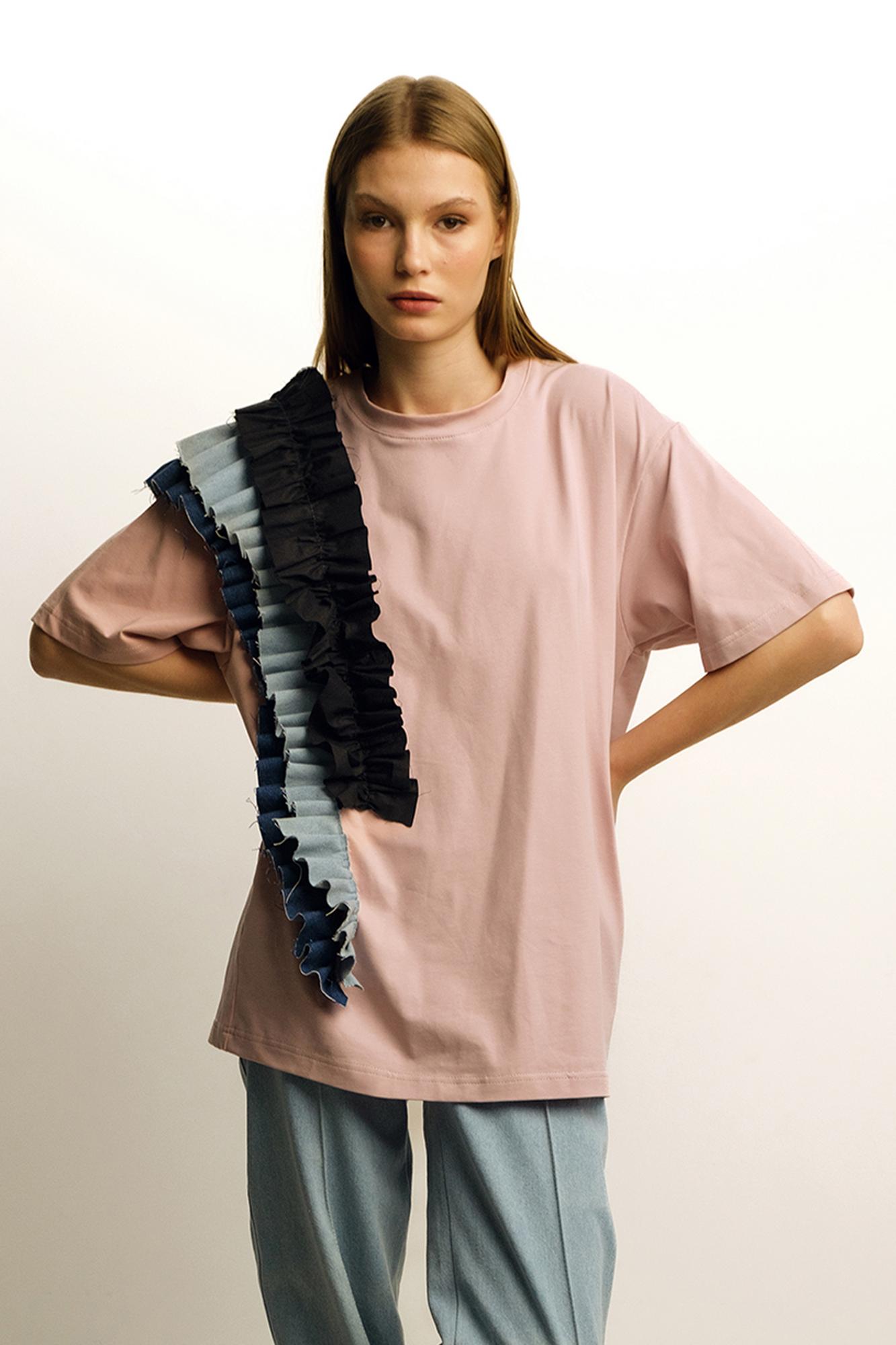 Розовая футболка oversize FOR BEST MAMA