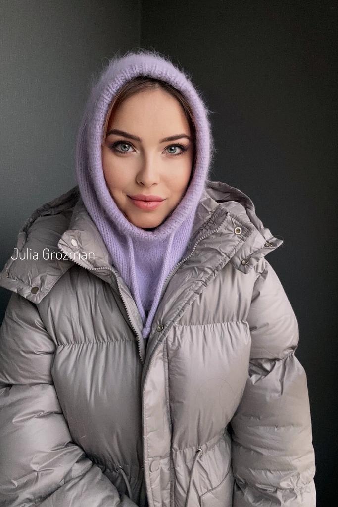 Вязаный капор (сиреневый)