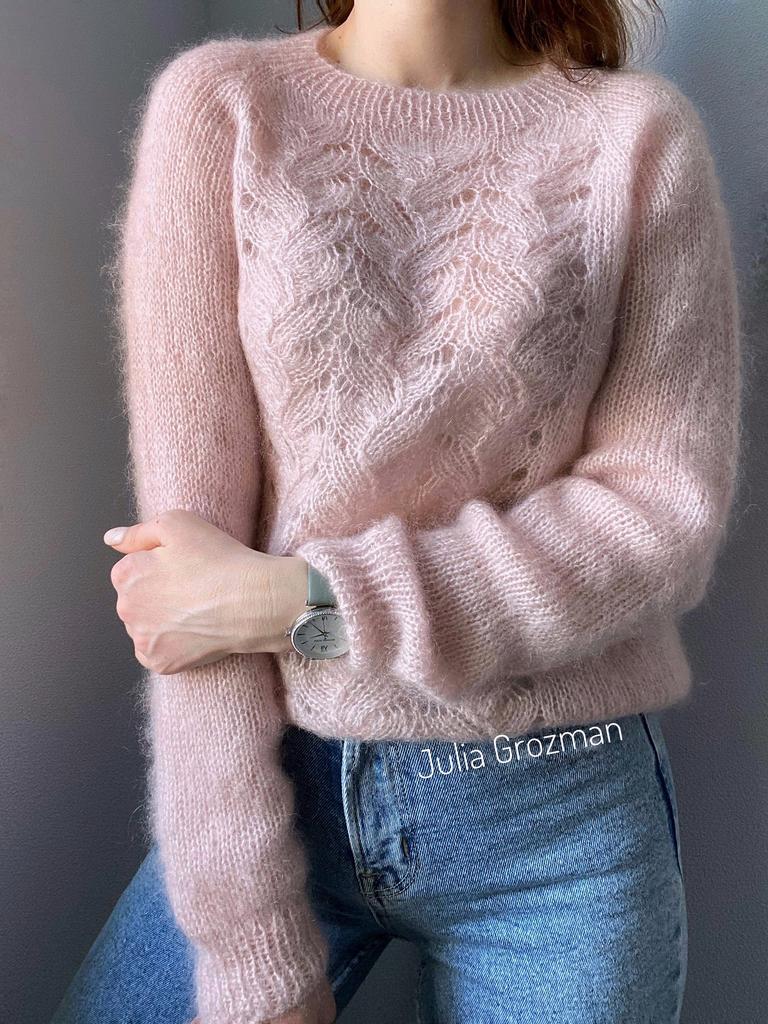 Вязаный джемпер из мохера на шелке (розовый)
