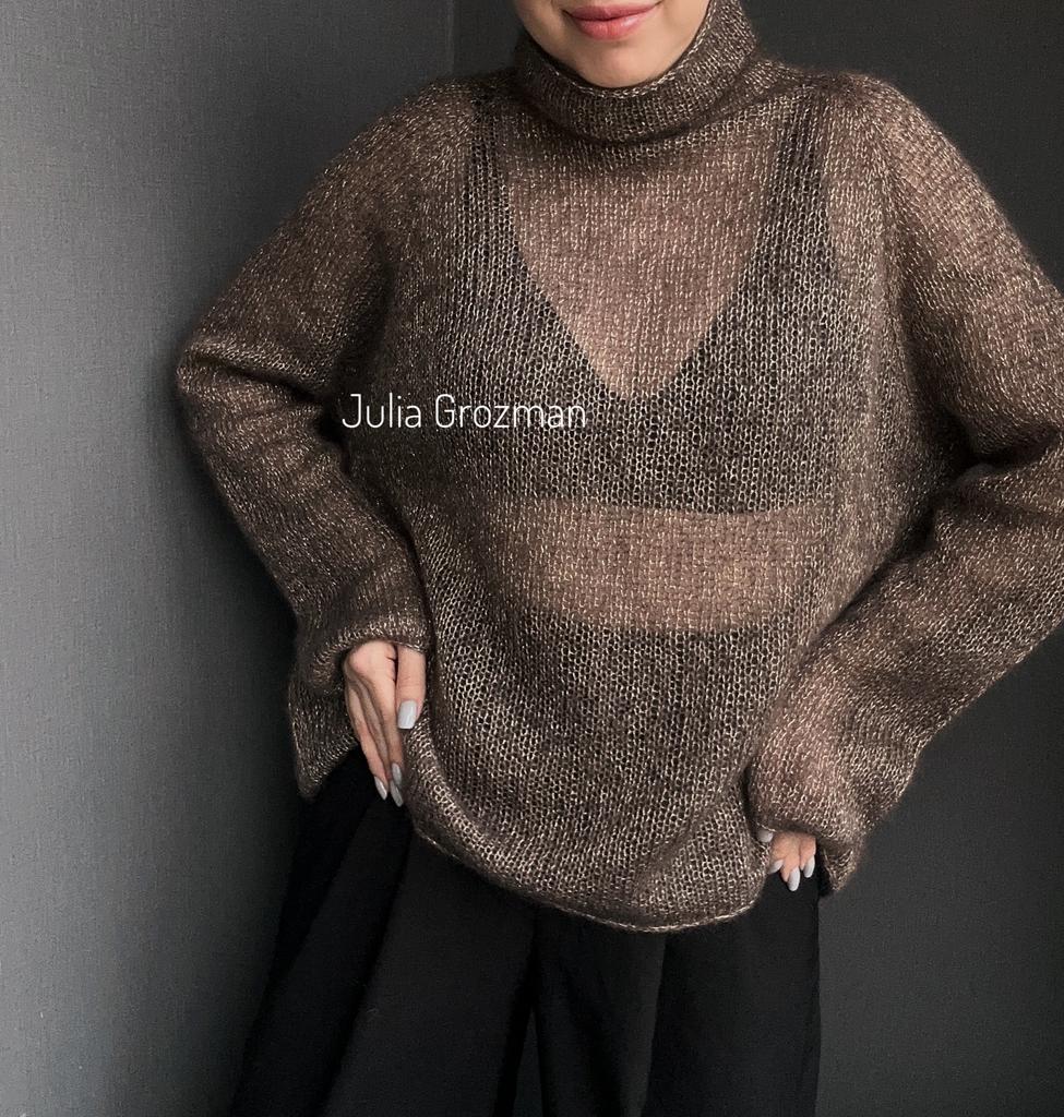 Вязаный свитер из мохера (шоколадный)