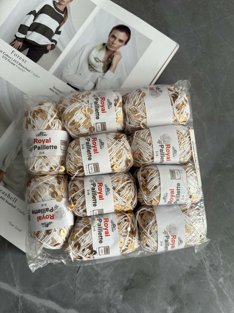Пайетки на хлопке (молочный с золотом) упаковка 250 гр.