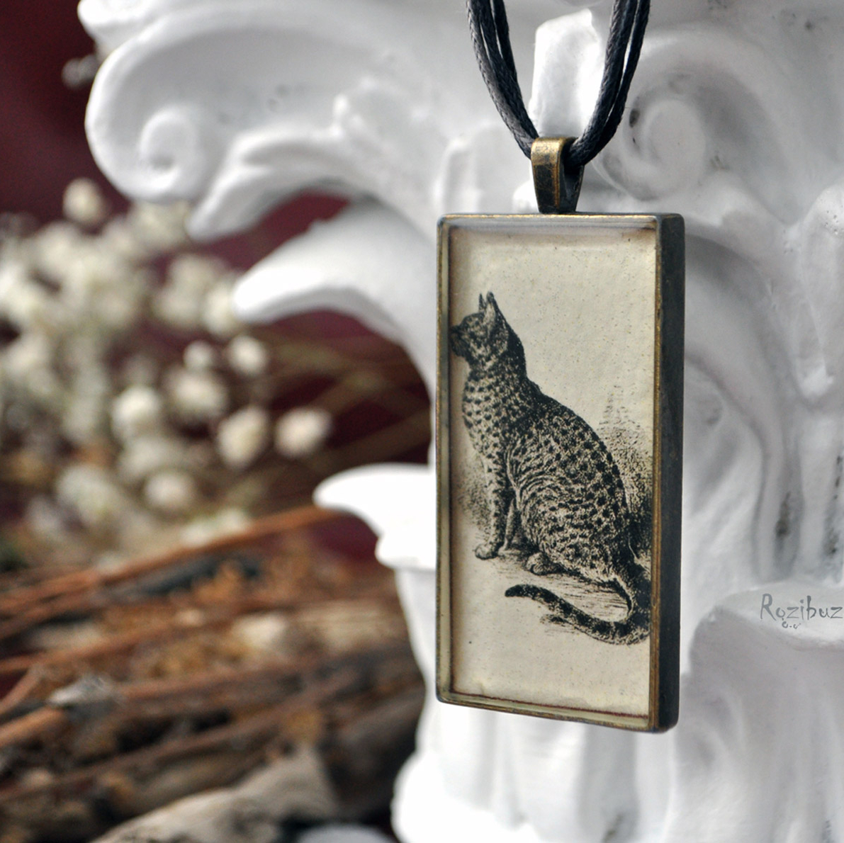 Кот - винтажный кулон