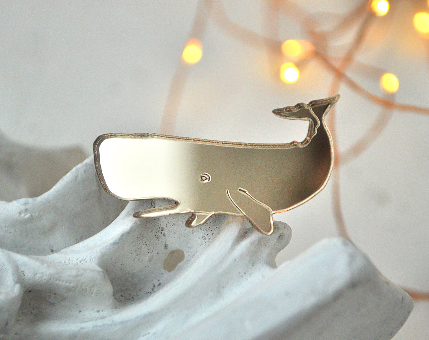 Кашалот - зеркальная брошь