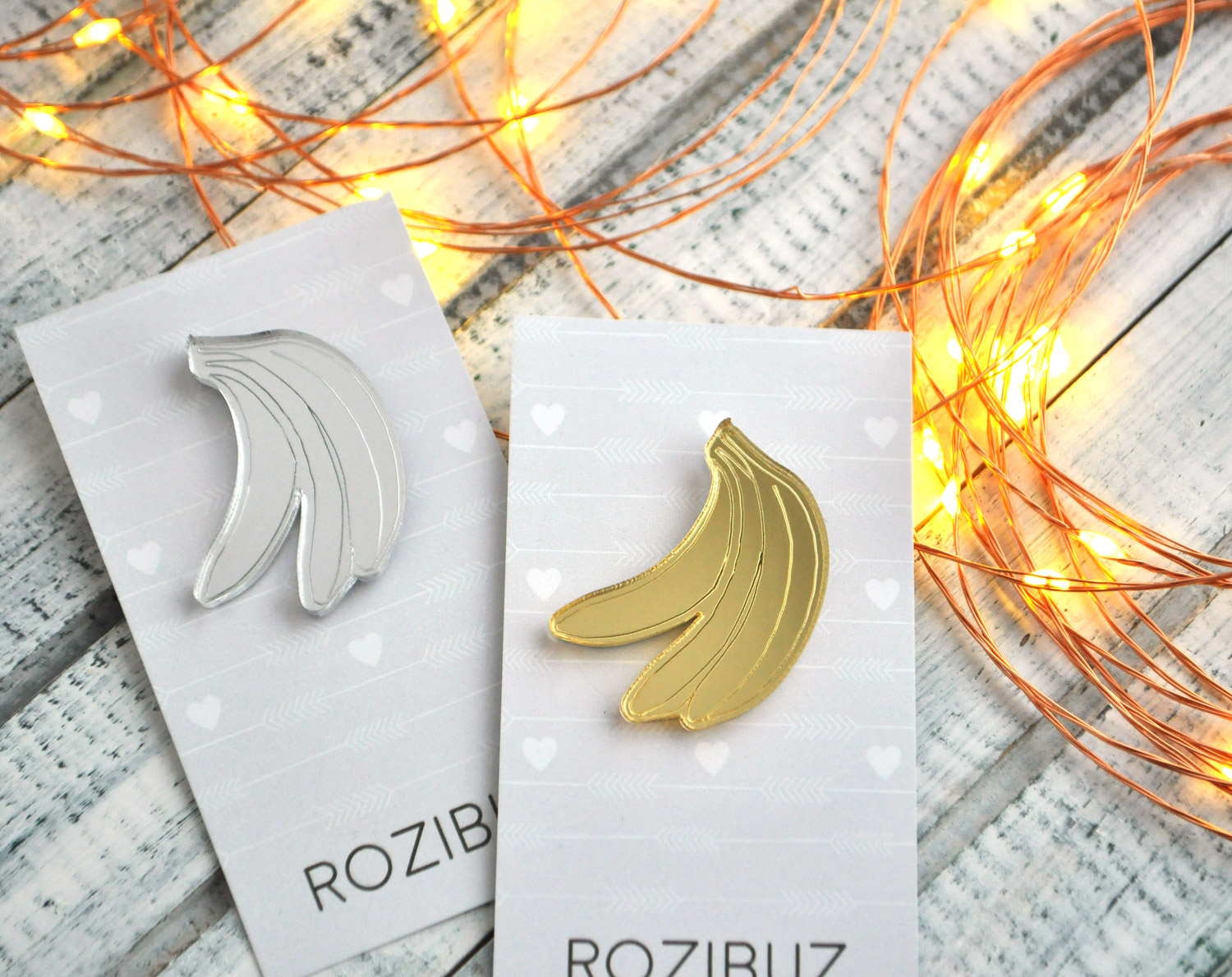 Зеркальные бананы - зеркальная брошь