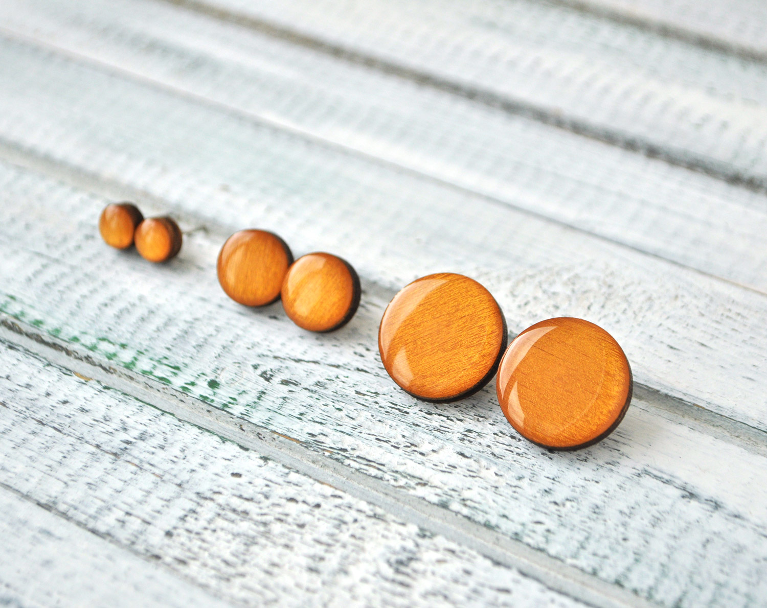 золотой - круг - серьги-гвоздики разных размеров