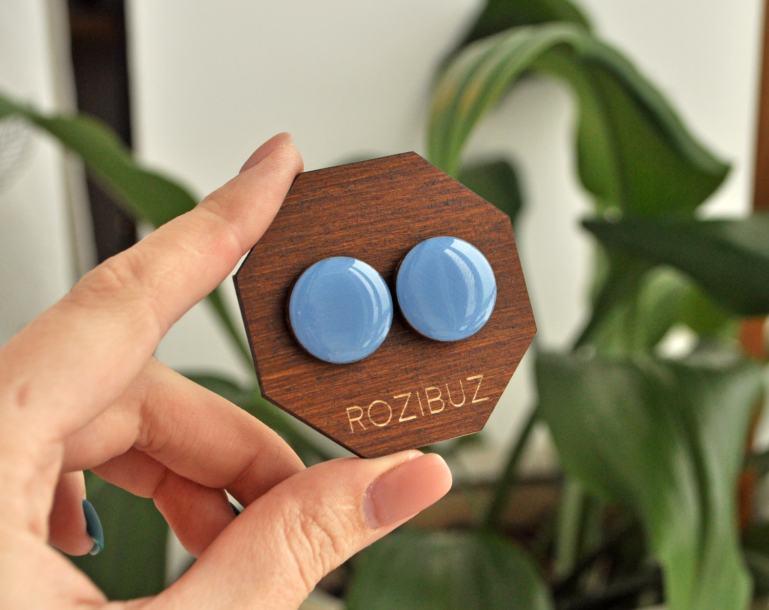 синий - круг - серьги-гвоздики разных размеров