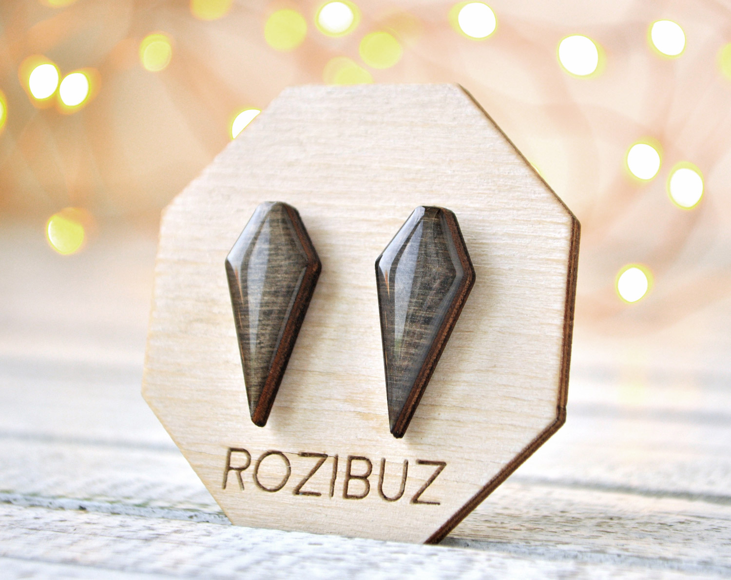 кристалл - серьги-гвоздики деревянные