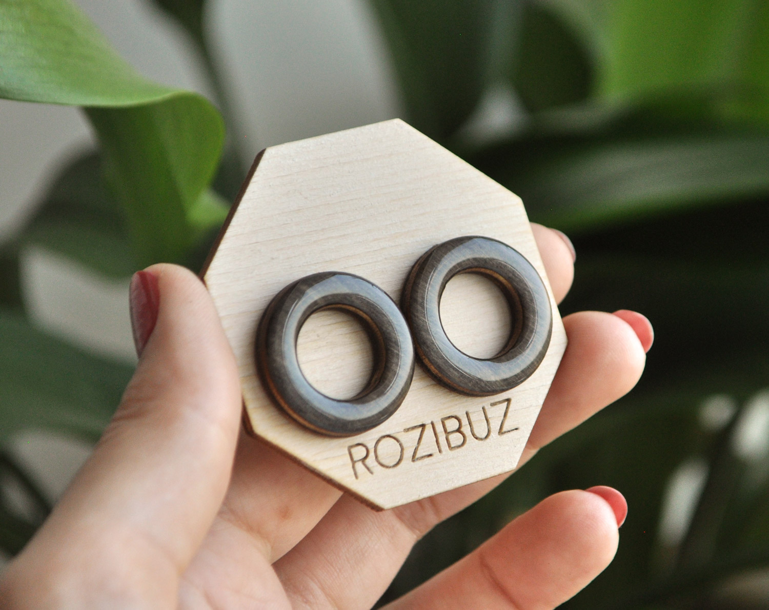 бублики большие - серьги-гвоздики деревянные