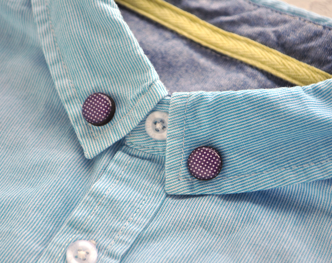 фиолетовый горошек - броши на воротник рубашки