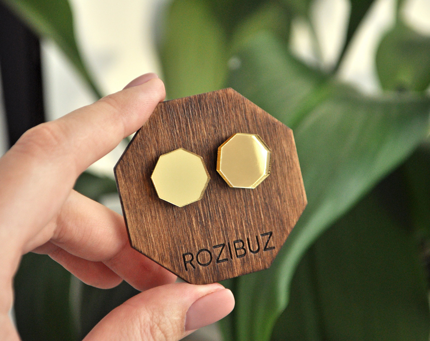 Восьмиугольники - зеркальные броши на воротник рубашки