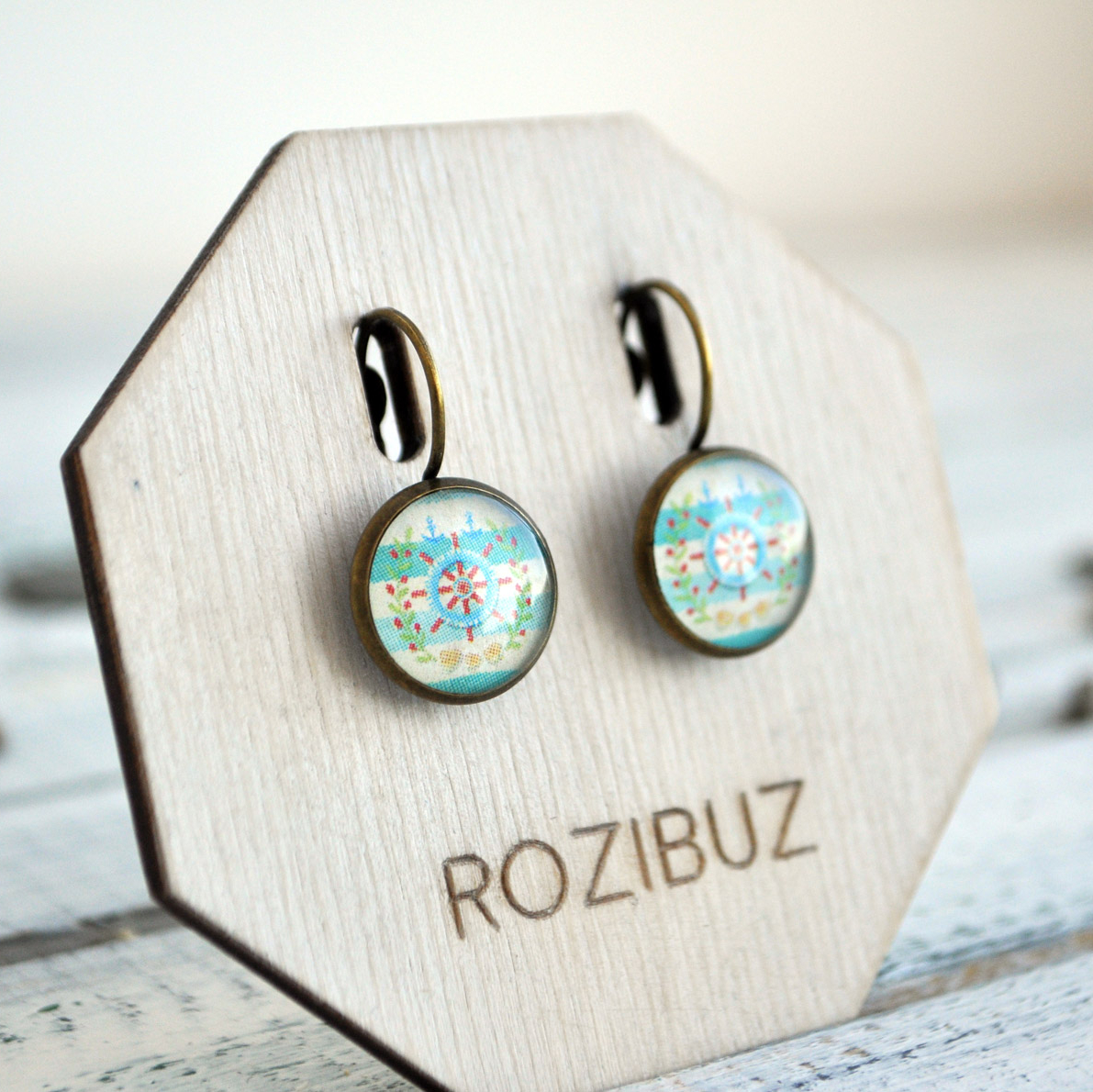 Штурвал - серьги в латунной оправе