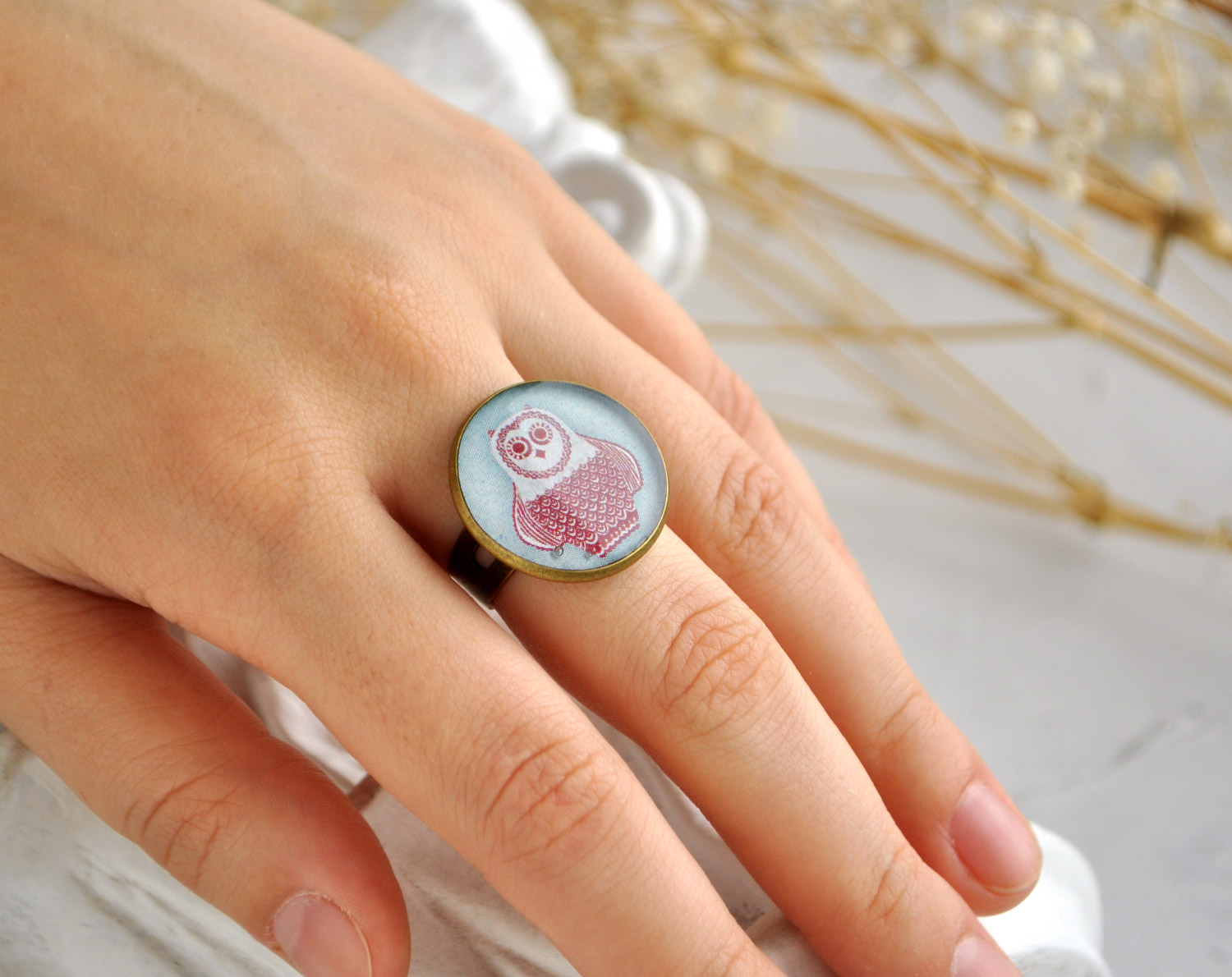 Сова в свитере - круглое кольцо