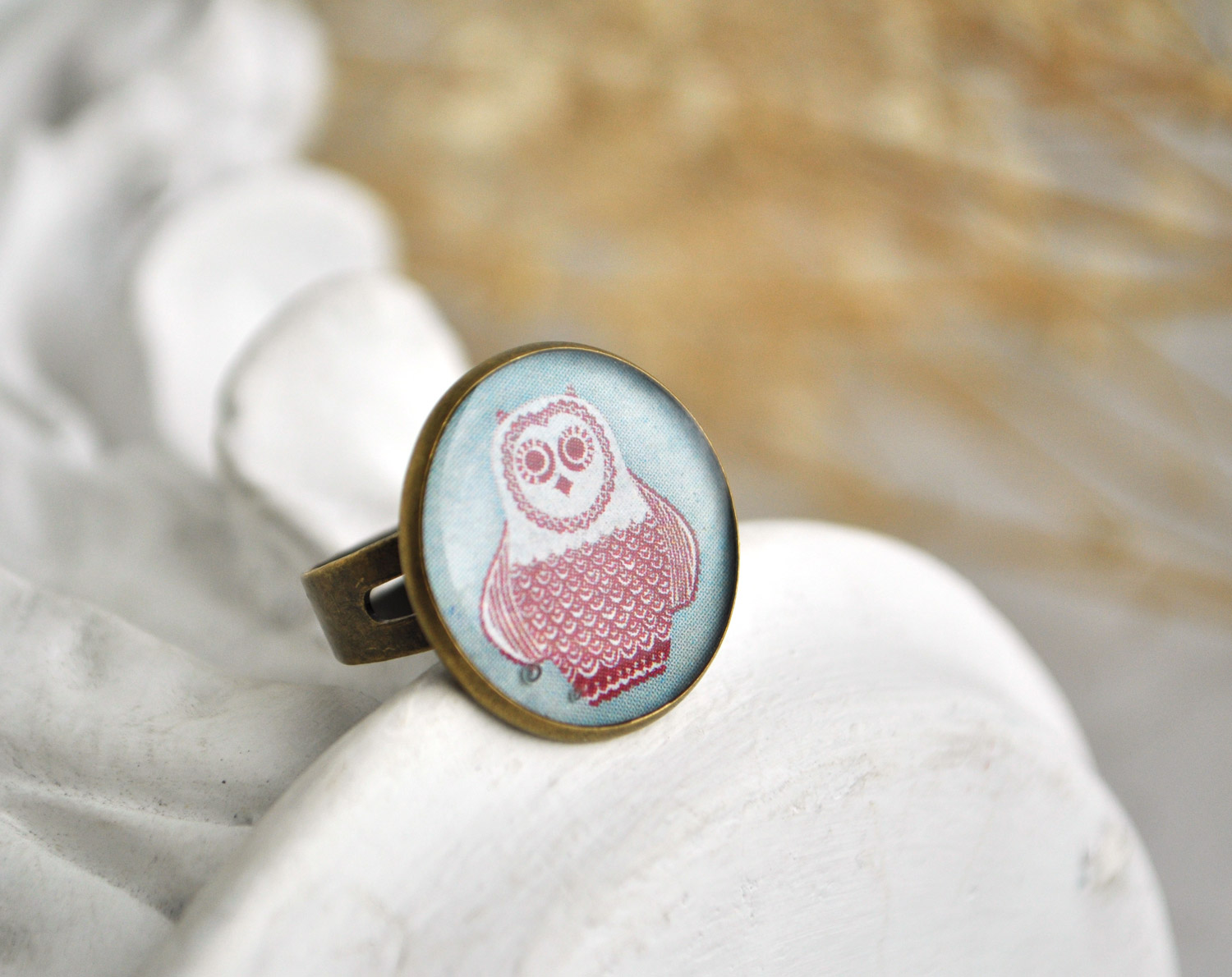 Сова в свитере - круглое кольцо