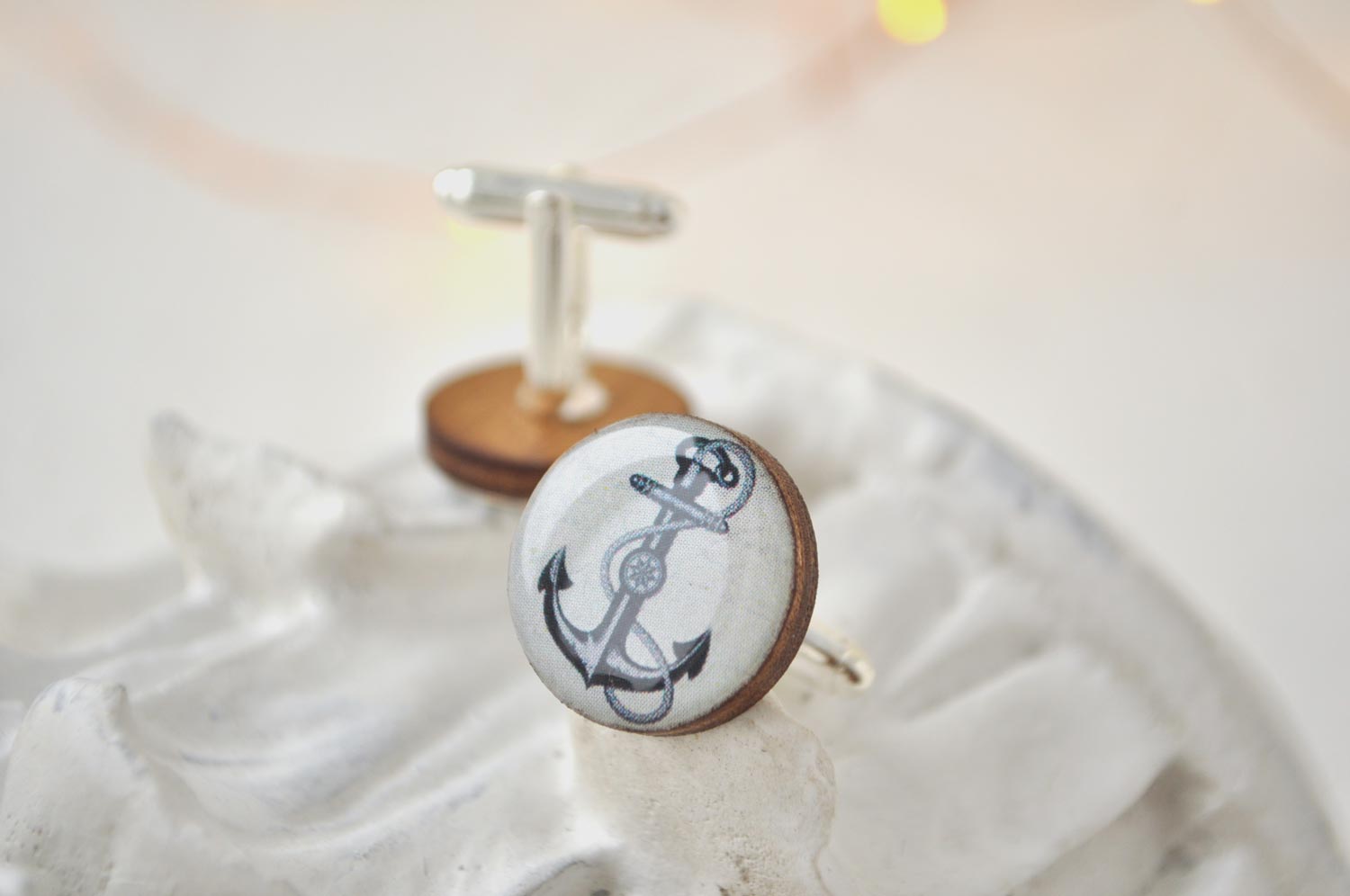 Якорь - деревянные запонки