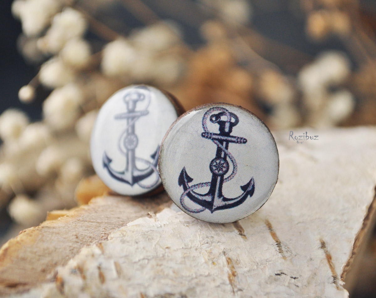 Якорь - деревянные запонки