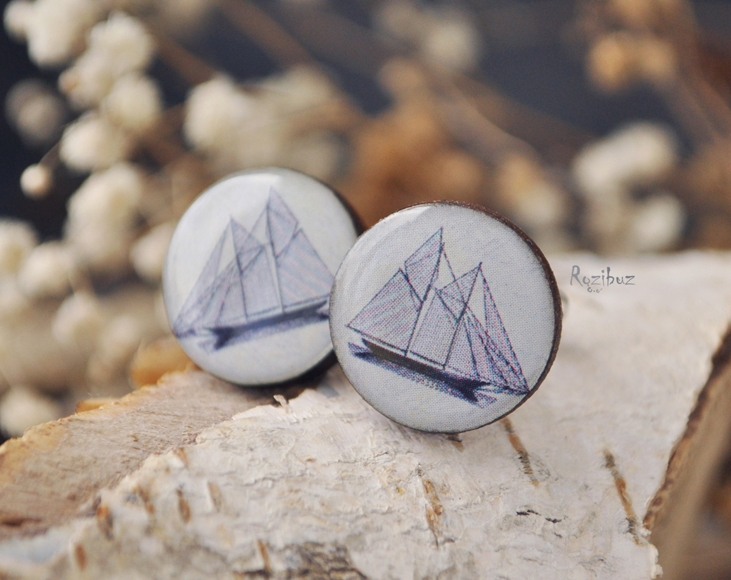 Парусник - деревянные запонки