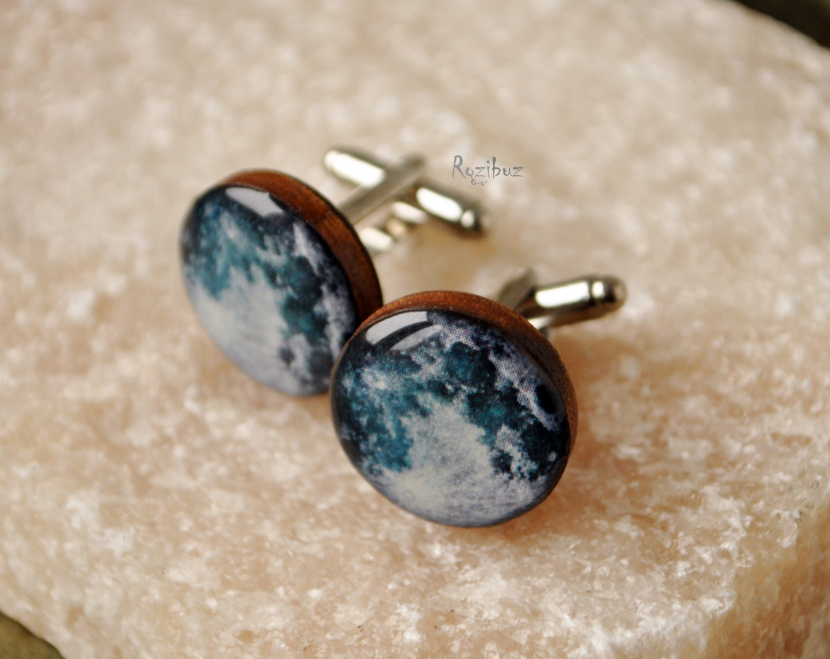 Луна - деревянные запонки