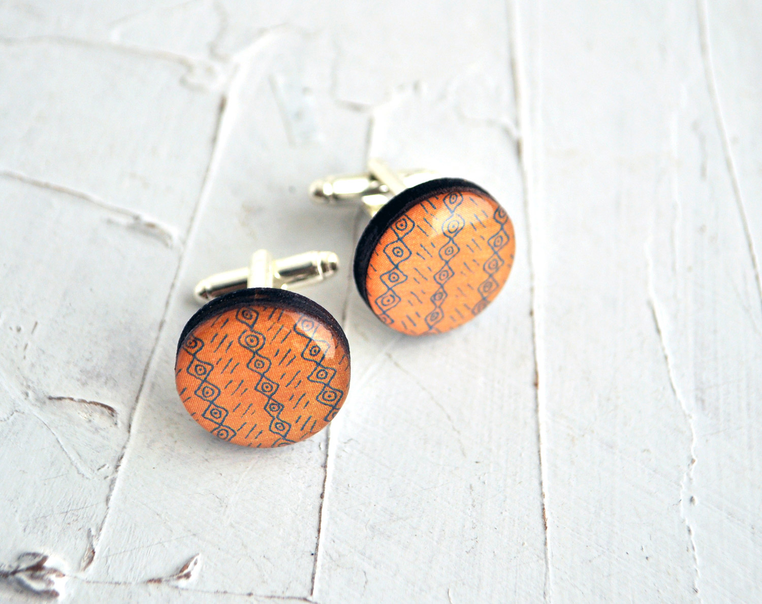 Горчичный узор - деревянные запонки