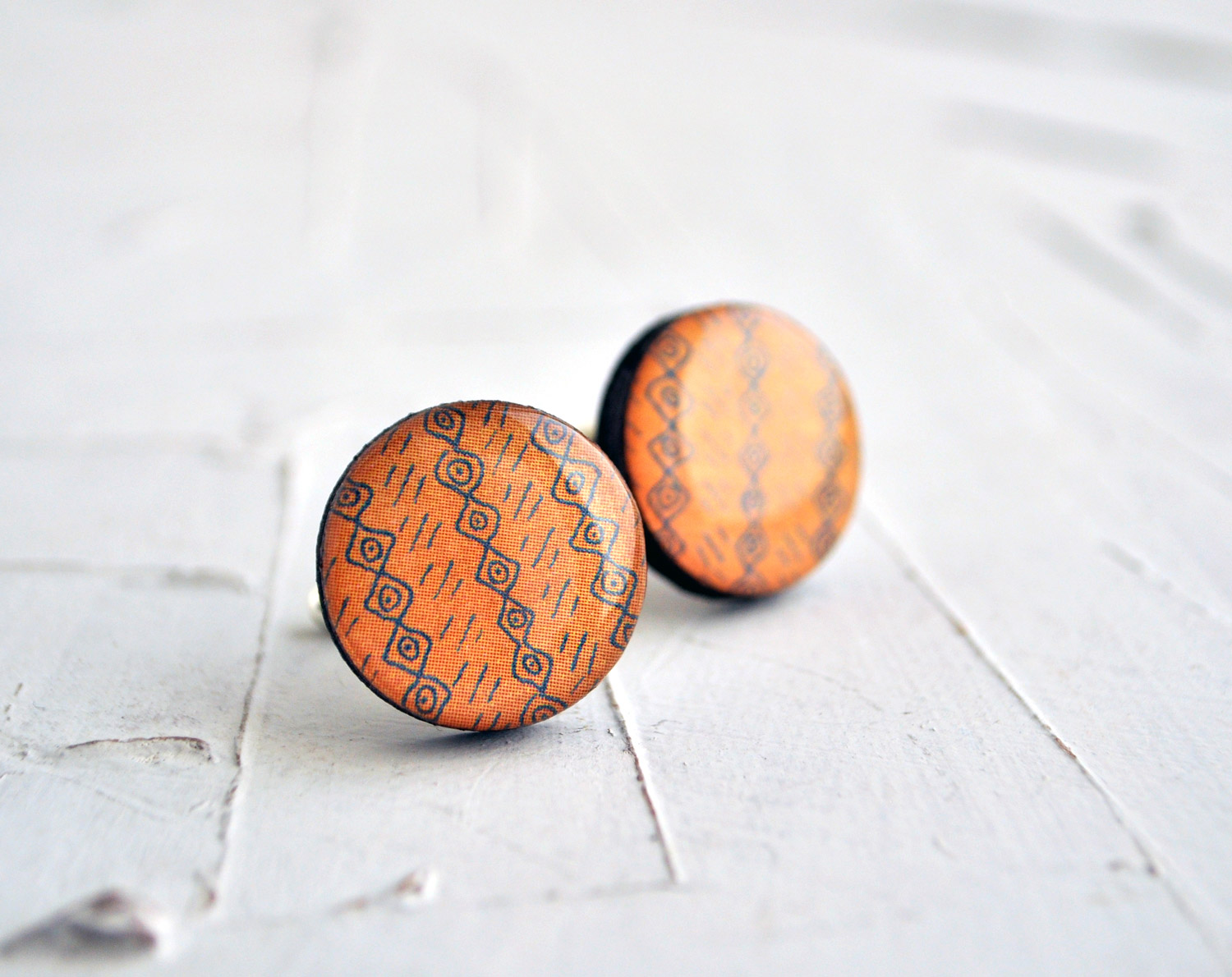 Горчичный узор - деревянные запонки