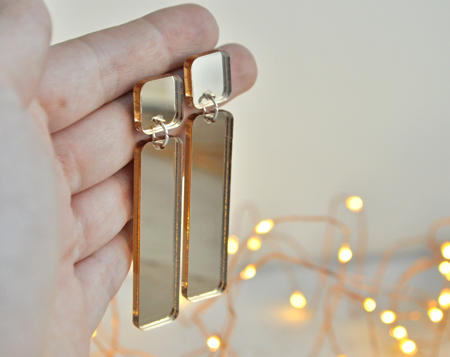 Зеркальная геометрия - полотно - серьги зеркальные