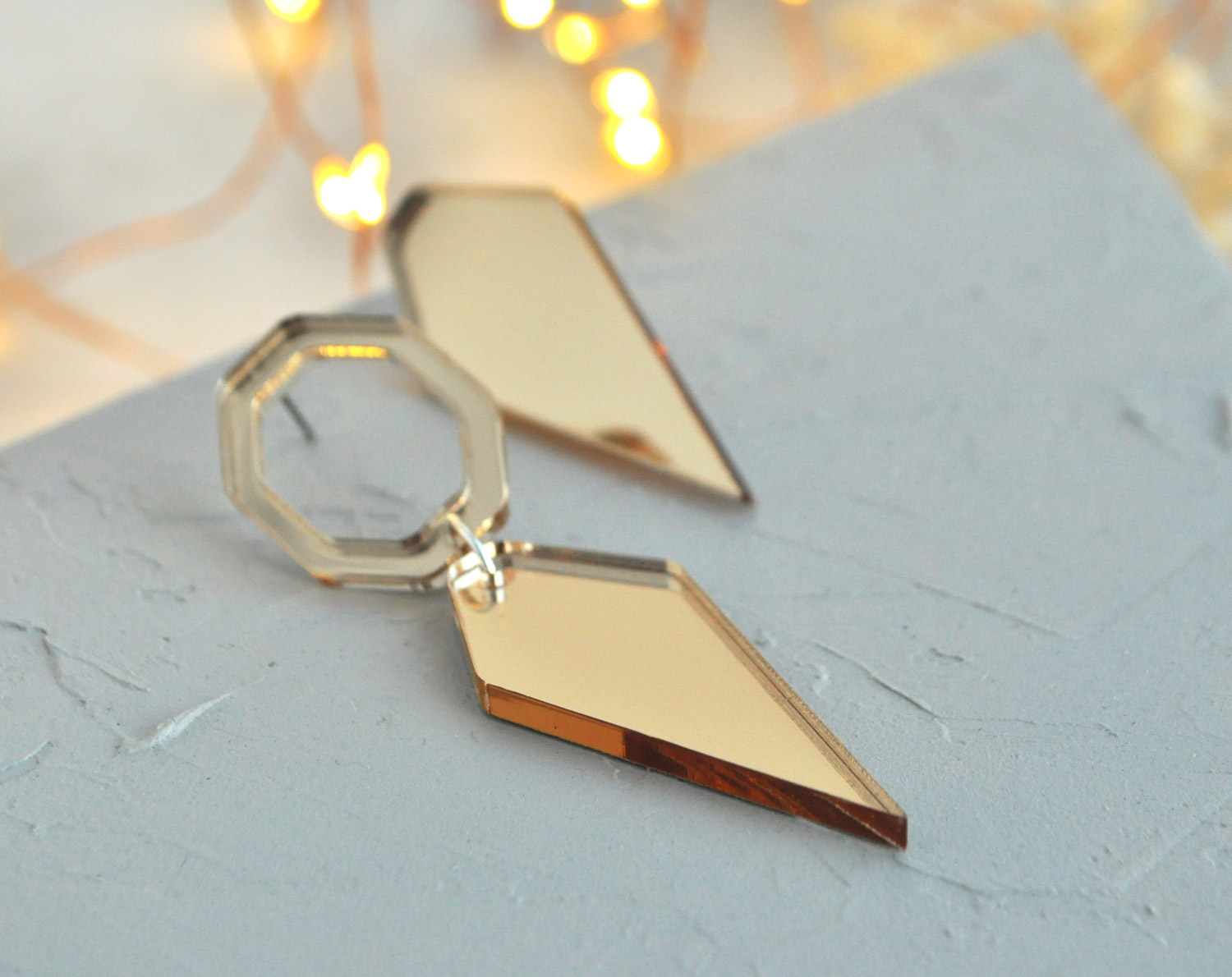 Зеркальная геометрия - капли сплошные - серьги зеркальные