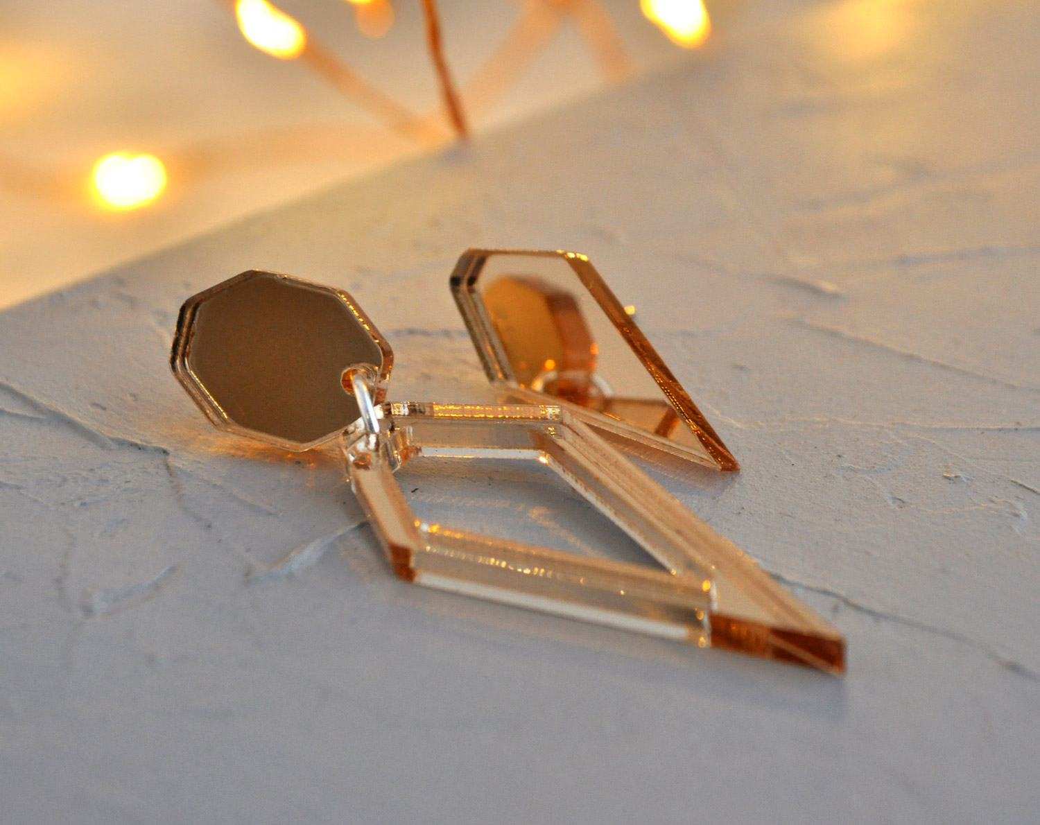 Зеркальная геометрия - капли малые - серьги зеркальные асимметричные