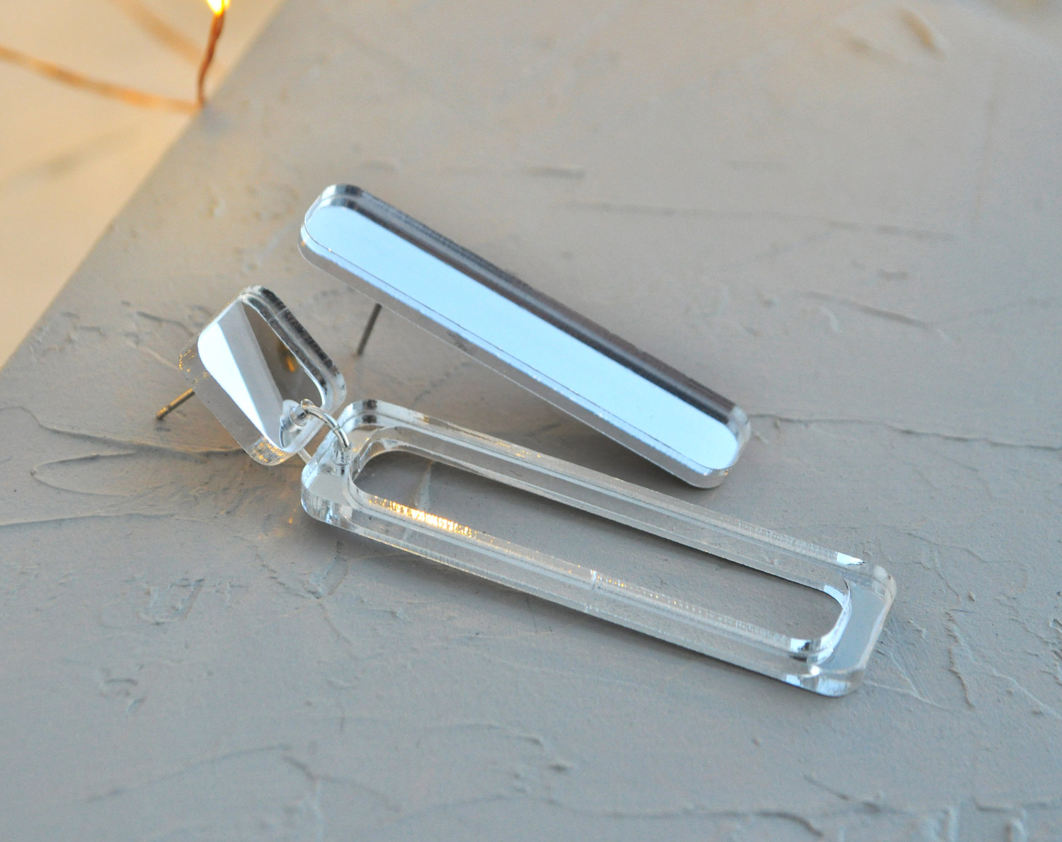 прямоугольные асимметричные - серьги зеркальные