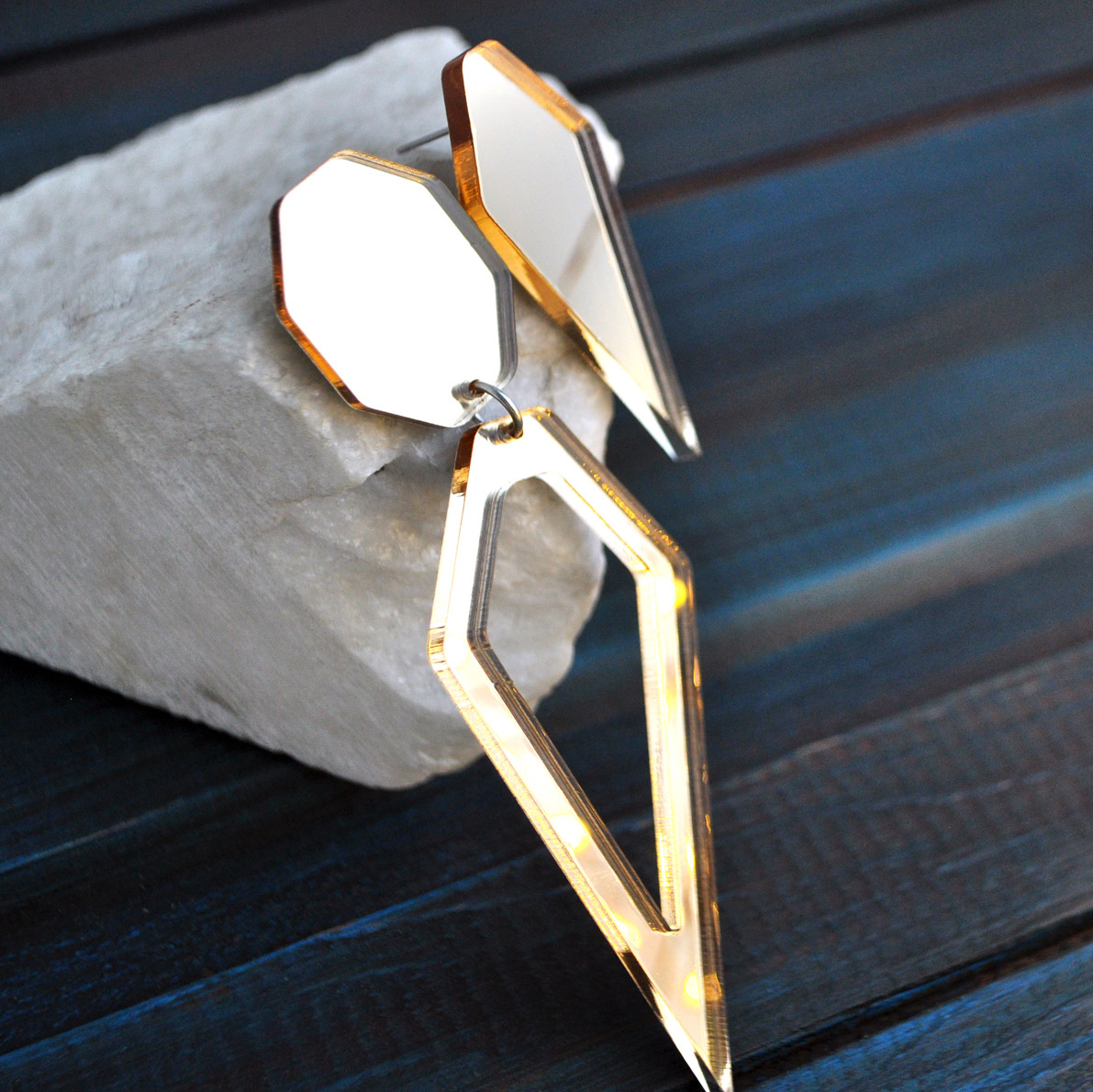 Зеркальная геометрия - капли большие - серьги зеркальные