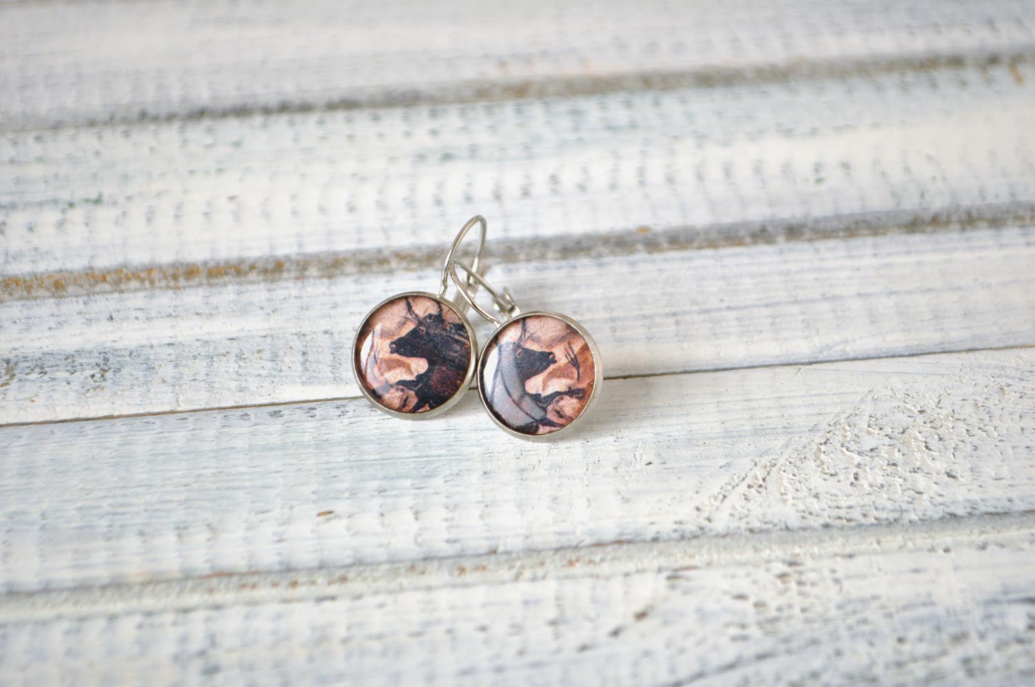 Два быка - серьги в металлической оправе