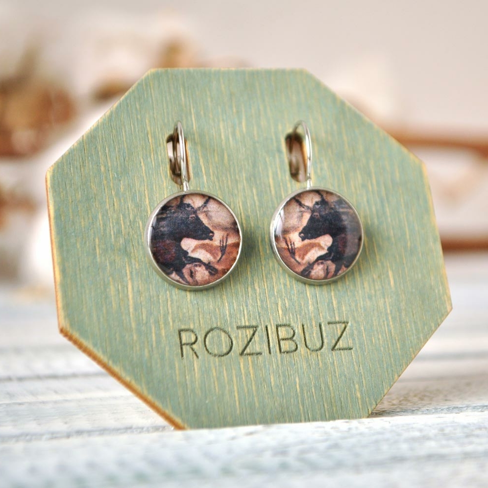 Два быка - серьги в металлической оправе