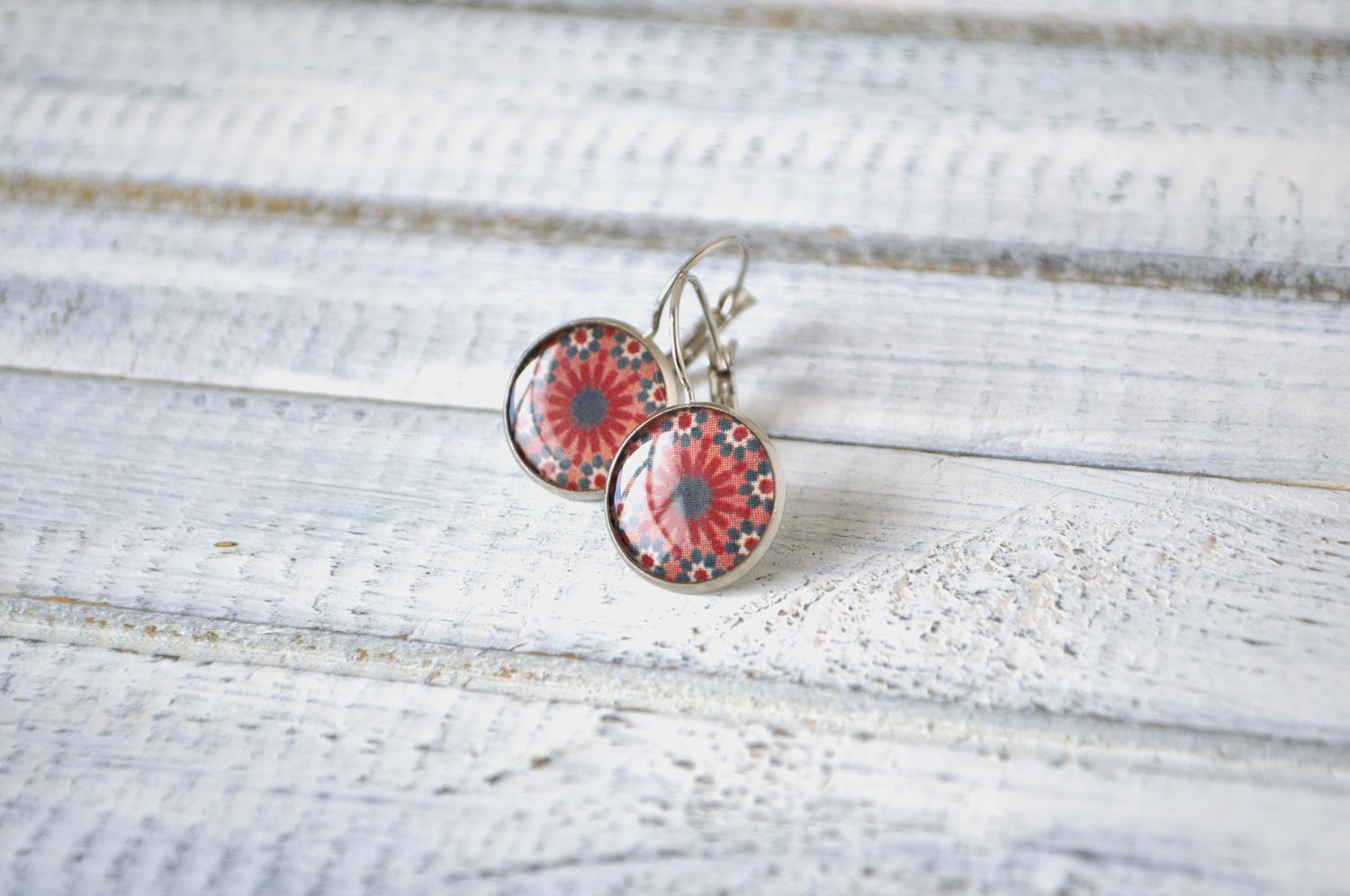 марракеш розовый - серьги в металлической оправе