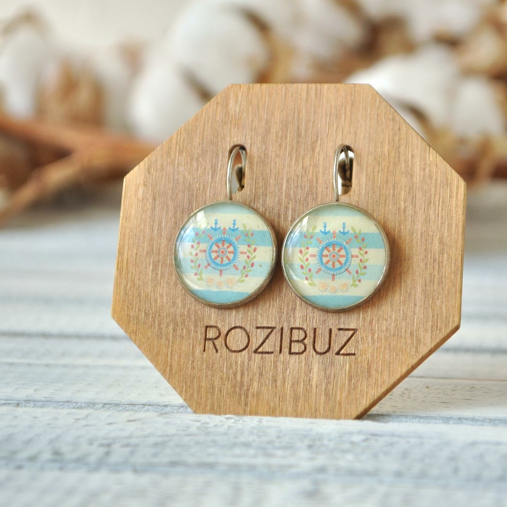 Штурвал - серьги в металлической оправе