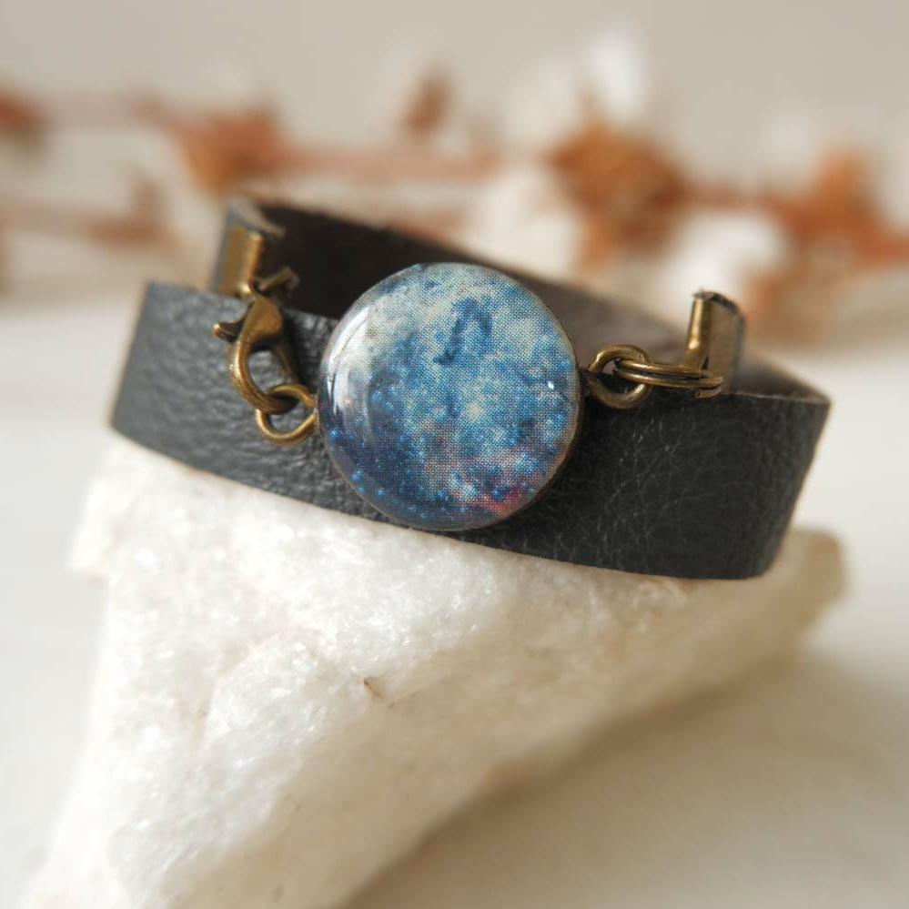 Туманность - браслет в два оборота на среднем ремешке