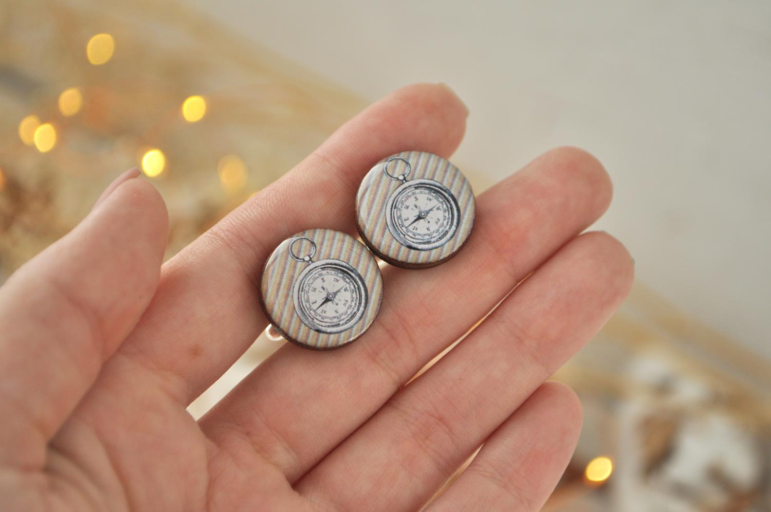 Компас - деревянные запонки
