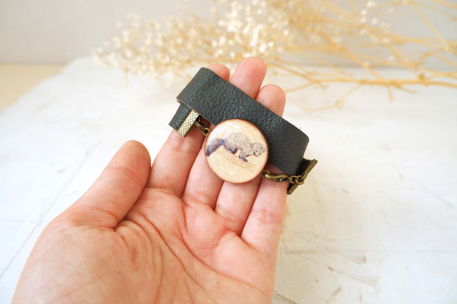 Соболь - браслет в два оборота на толстом ремешке