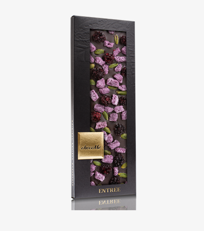 Молочный шоколад: йогурт из голубики, фисташки, ежевика G126