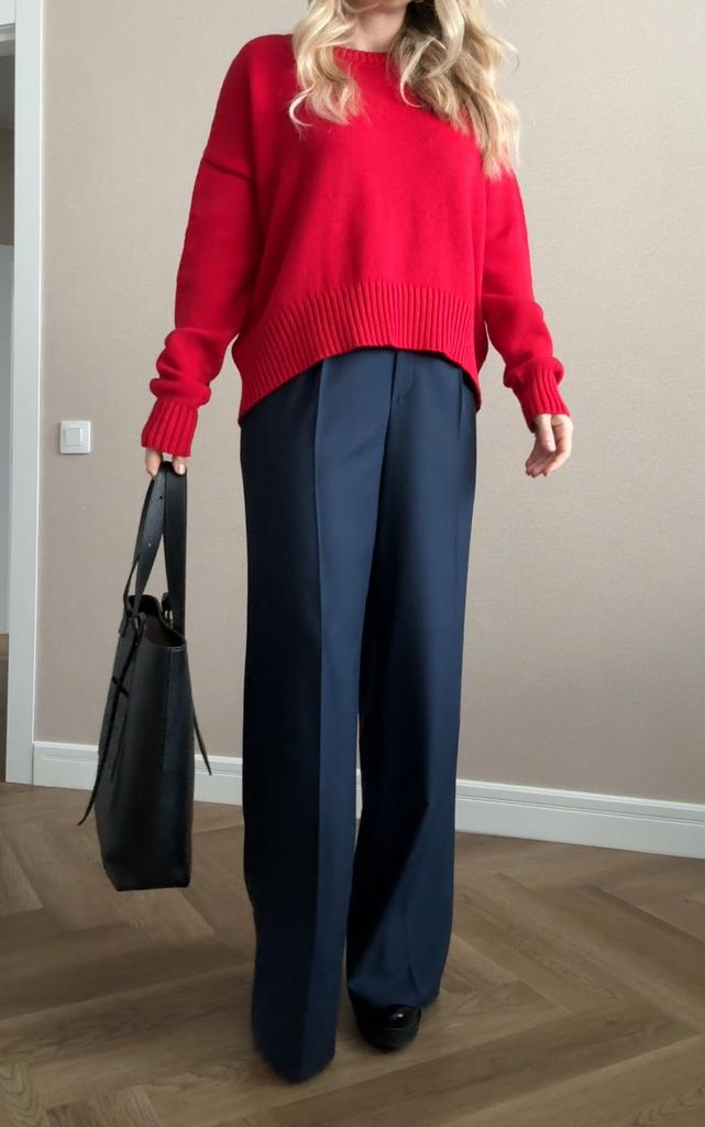 Брюки прямые с защипами (темно-синие)