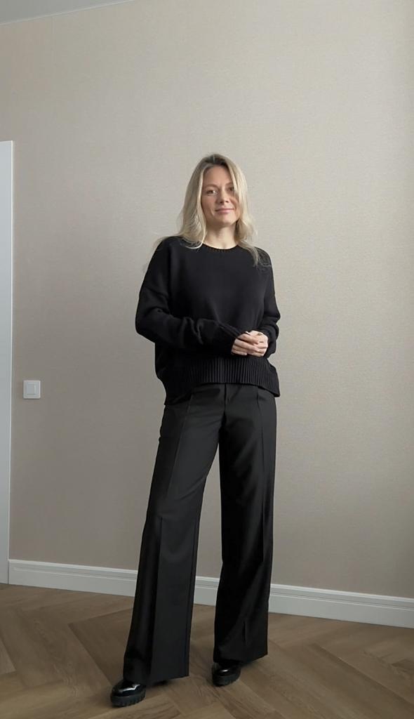 Брюки прямые с защипами (горький шоколад)