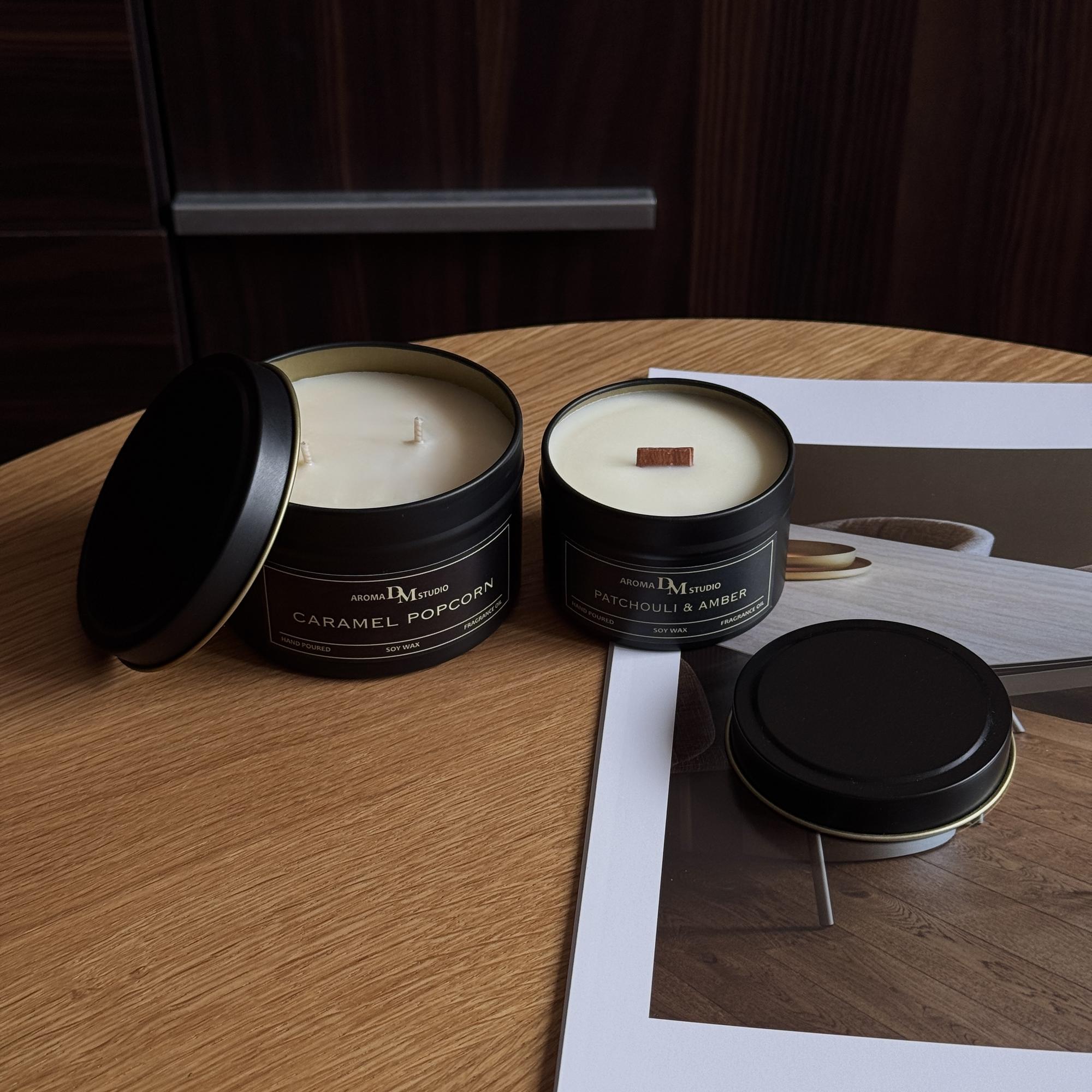 Ароматическая свеча в чёрной матовой баночке с тайным посланием внутри 240мл