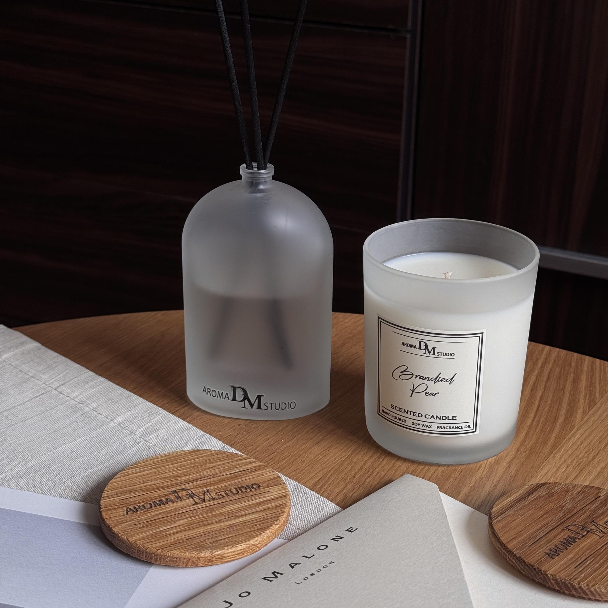 Ароматическая свеча в матовом стакане с дубовой крышкой 250мл