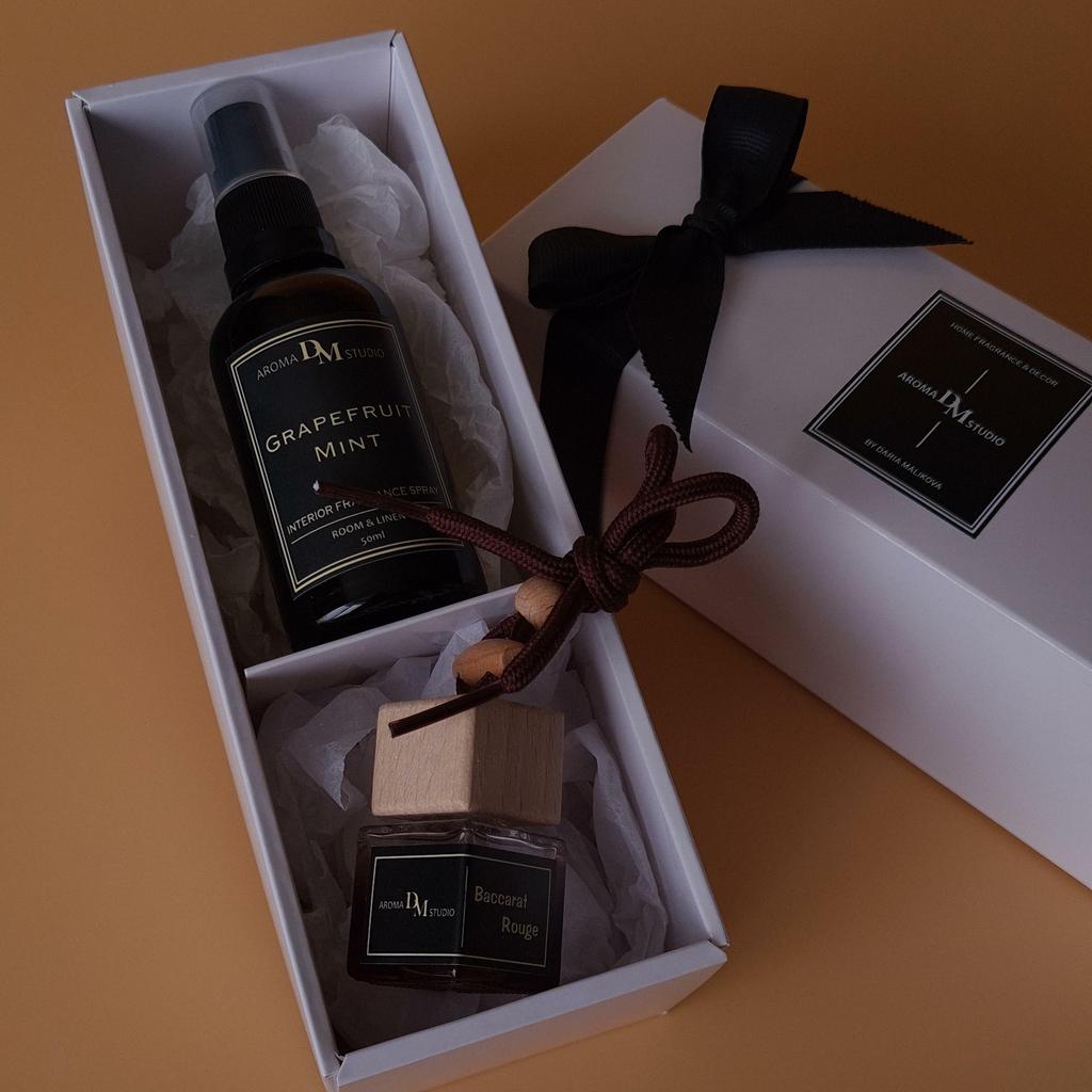 Подарочный бокс "интерьерный спрей + автопарфюм"