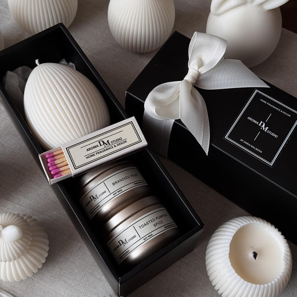 Подарочный бокс "2 свечи по 50мл + свеча яйцо"