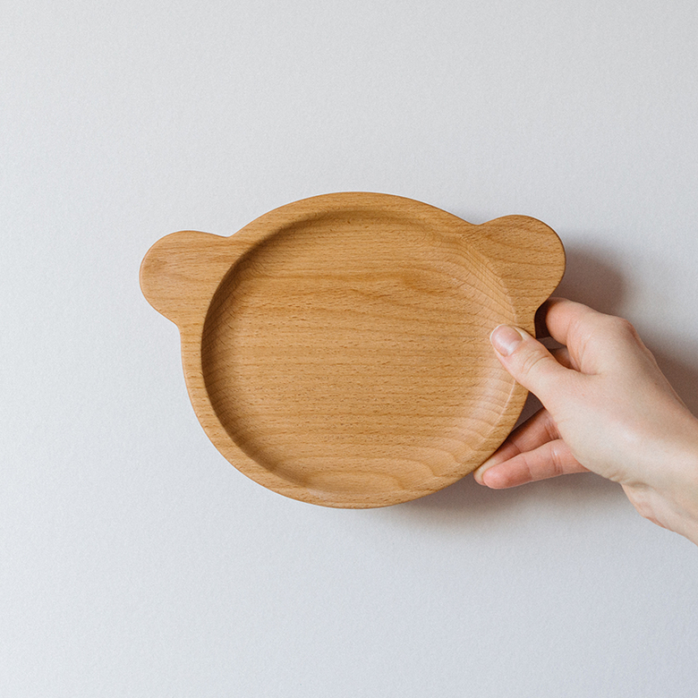 Деревянная детская тарелка в форме мишки (бук)