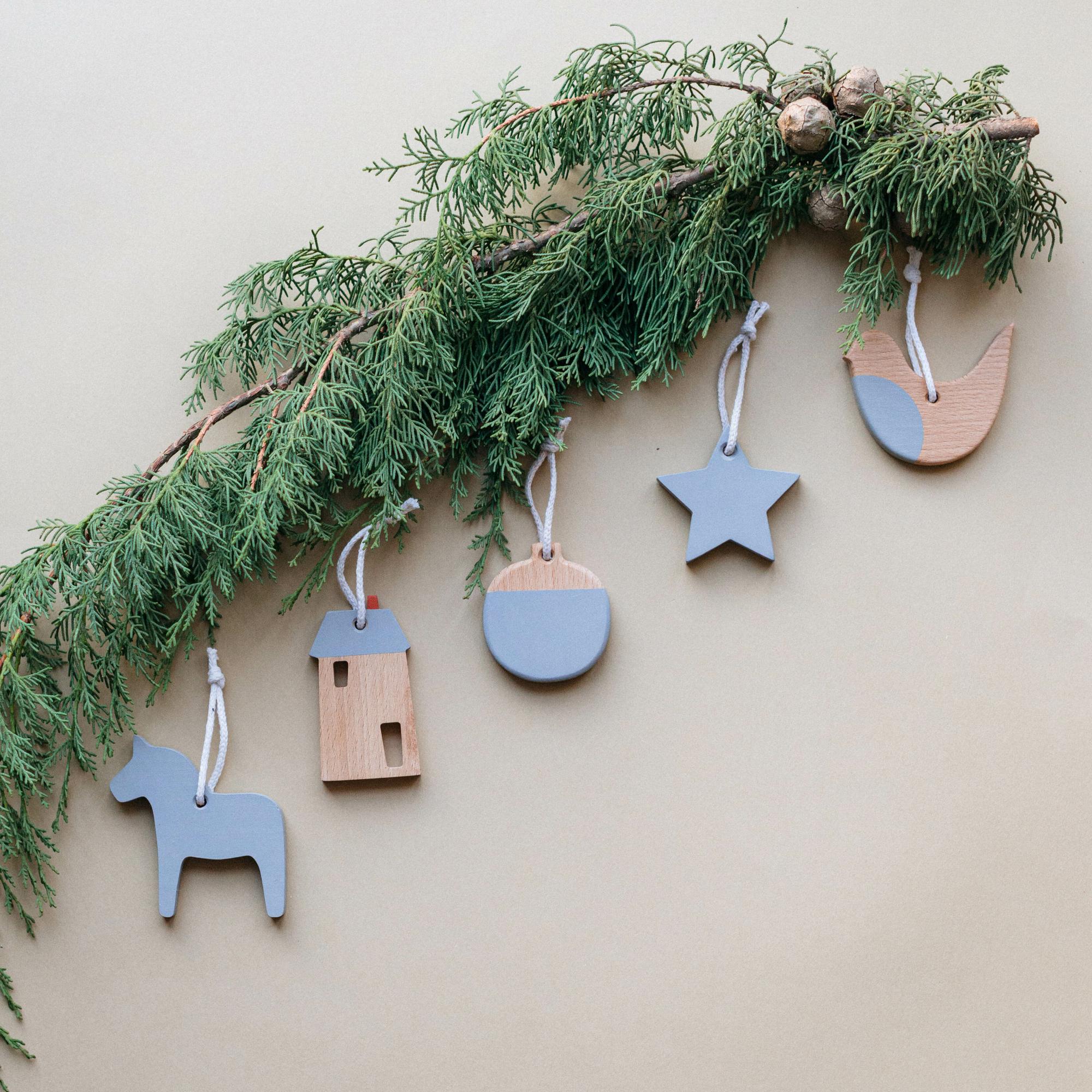 Набор деревянных елочных игрушек #7