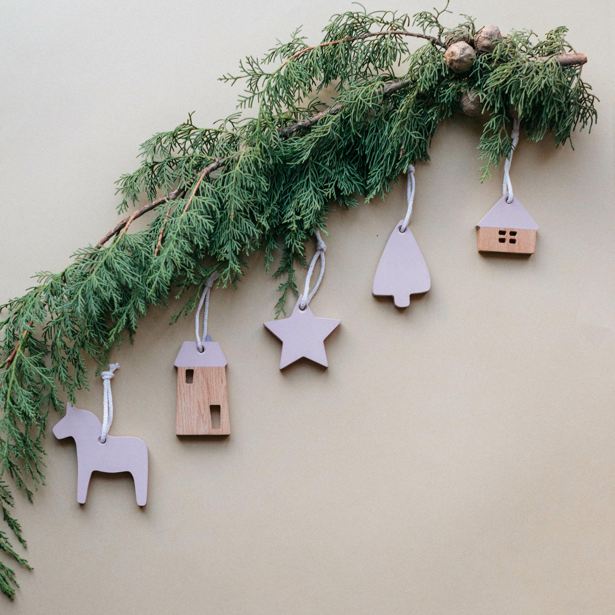 Набор деревянных елочных игрушек #5