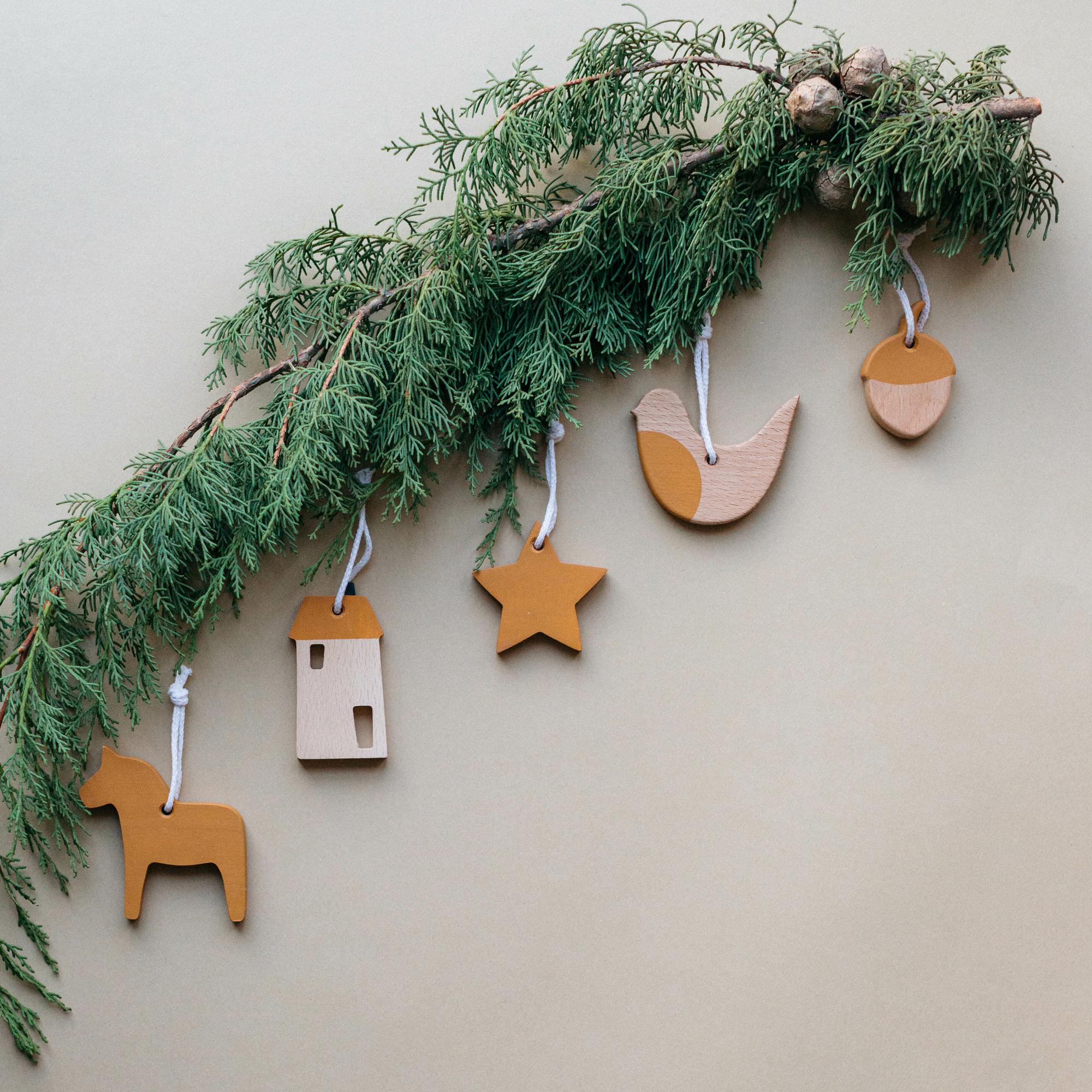 Набор деревянных елочных игрушек #4