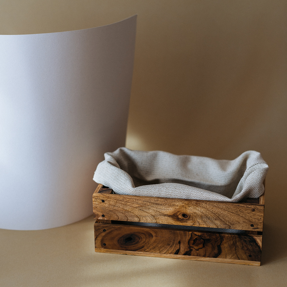 Хлебница с льняным мешком (орех)