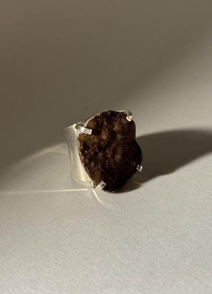 Кольцо кафф с агатом